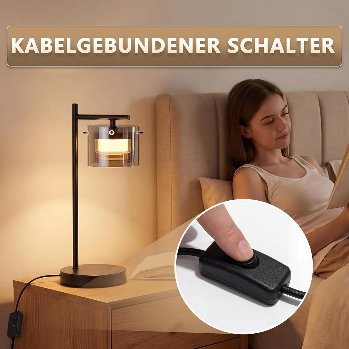 LED TISCHLAMPE Ulenkir 18/12/40 cm - Schwarz, Glas/Metall (18/12/40cm) - ZMH