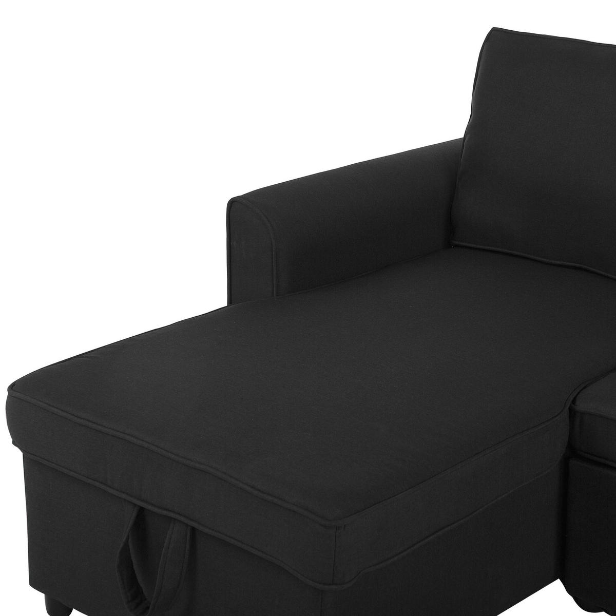ECKSOFA Polsterbezug Schwarz linksseitig Nesna - Schwarz, Textil (228/145cm) - Beliani