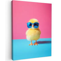 LEINWANDBILD Chick - Sonnenbrille - Blau Room Decor 30x40 cm - Pink/Gelb, Textil (30/40cm) - MuchoWow