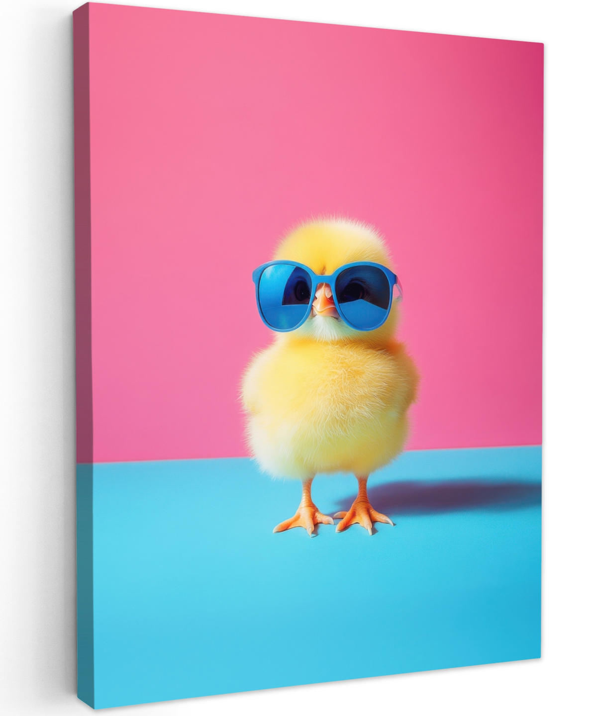 LEINWANDBILD Chick - Sonnenbrille - Blau Room Decor 30x40 cm - Pink/Gelb, Textil (30/40cm) - MuchoWow