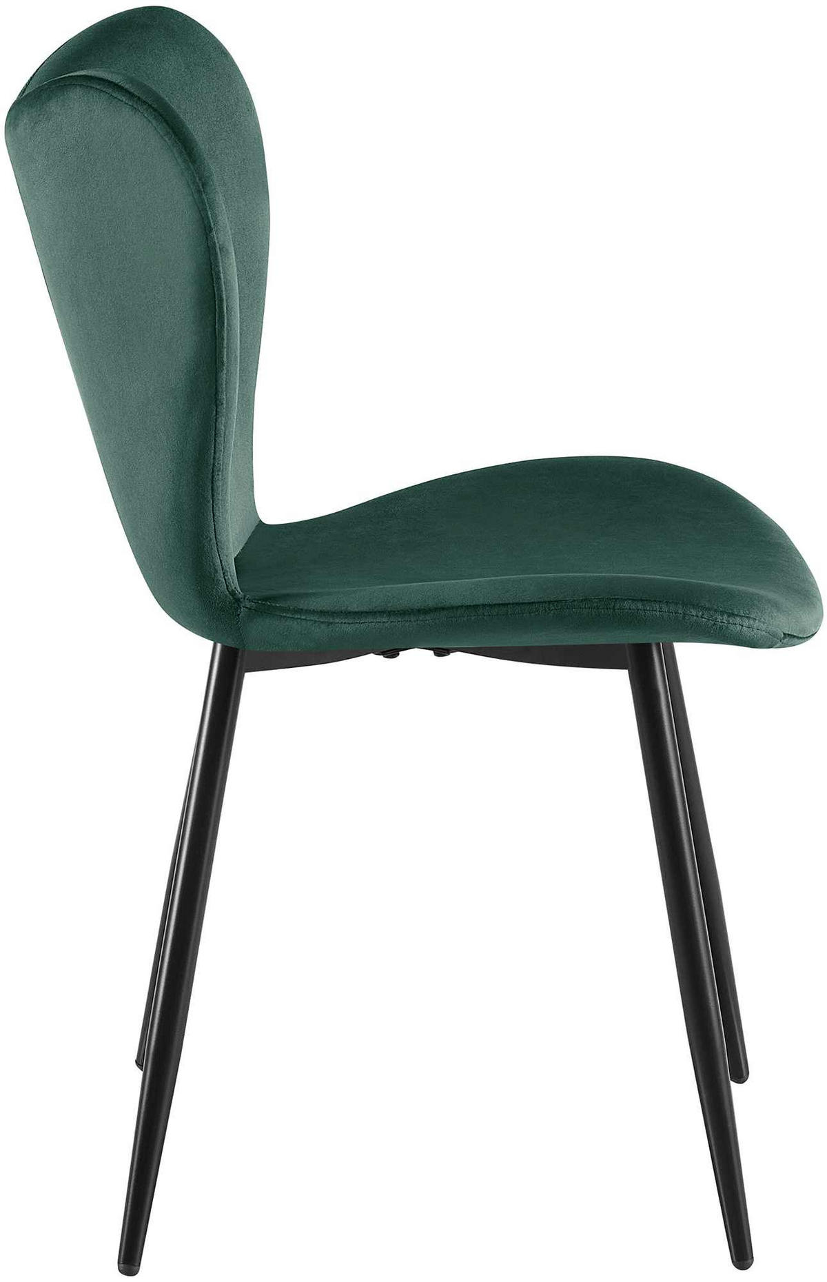 ESSZIMMERSTUHL Samt Grün - Schwarz/Grün, Textil/Metall (50/80/58cm) - CLP