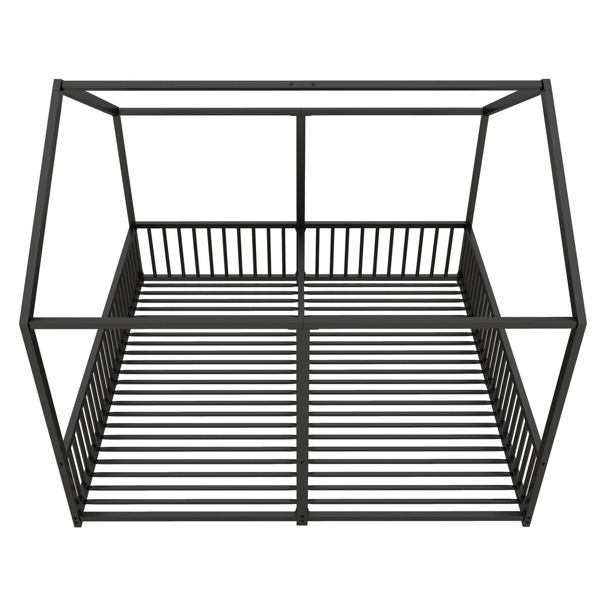 METALLBETT 90x200cm Schwarz Kinderbett Doppelbett Hausmodellierung - Schwarz, Metall (90/200cm) - FLIEKS