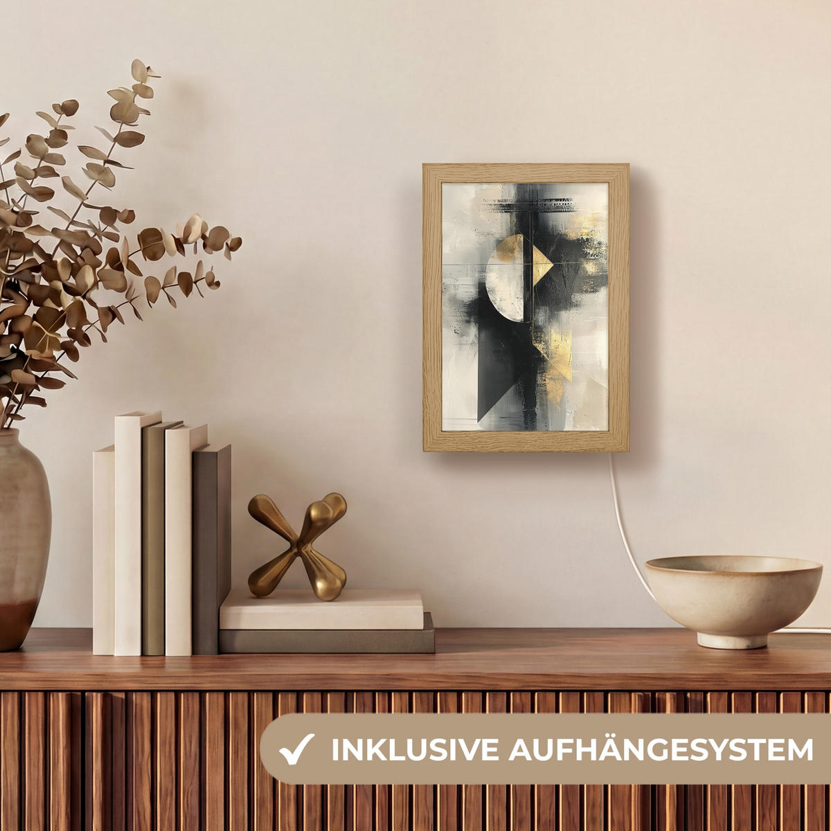 NÁSTĚNNÁ LAMPA Abstraktní - černá - barva - moderní 15x20 cm - šedá, kompozitní dřevo (15/20/8cm) - OnlyWow