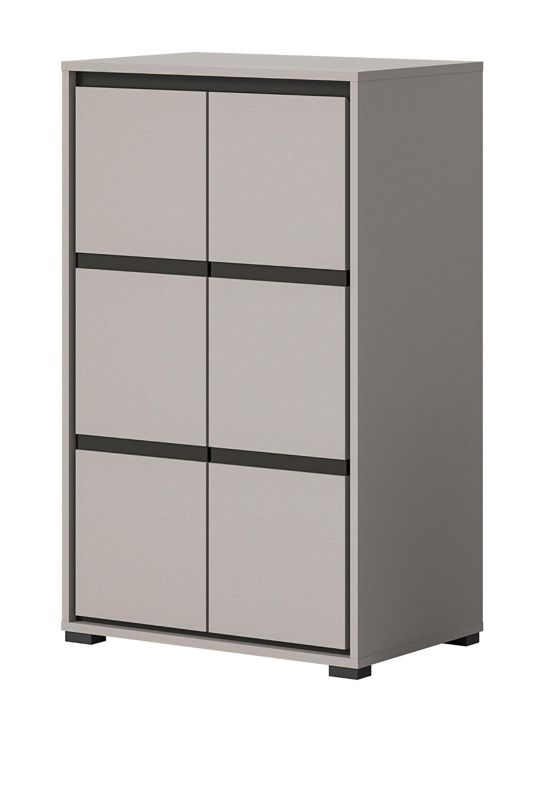 SCHUHSCHRANK grau, schwarz 65 cm, Flur Kommode mit Soft-Close - Schwarz/Grau, Holzwerkstoff/Kunststoff (65/103/37cm) - Inn.Furn