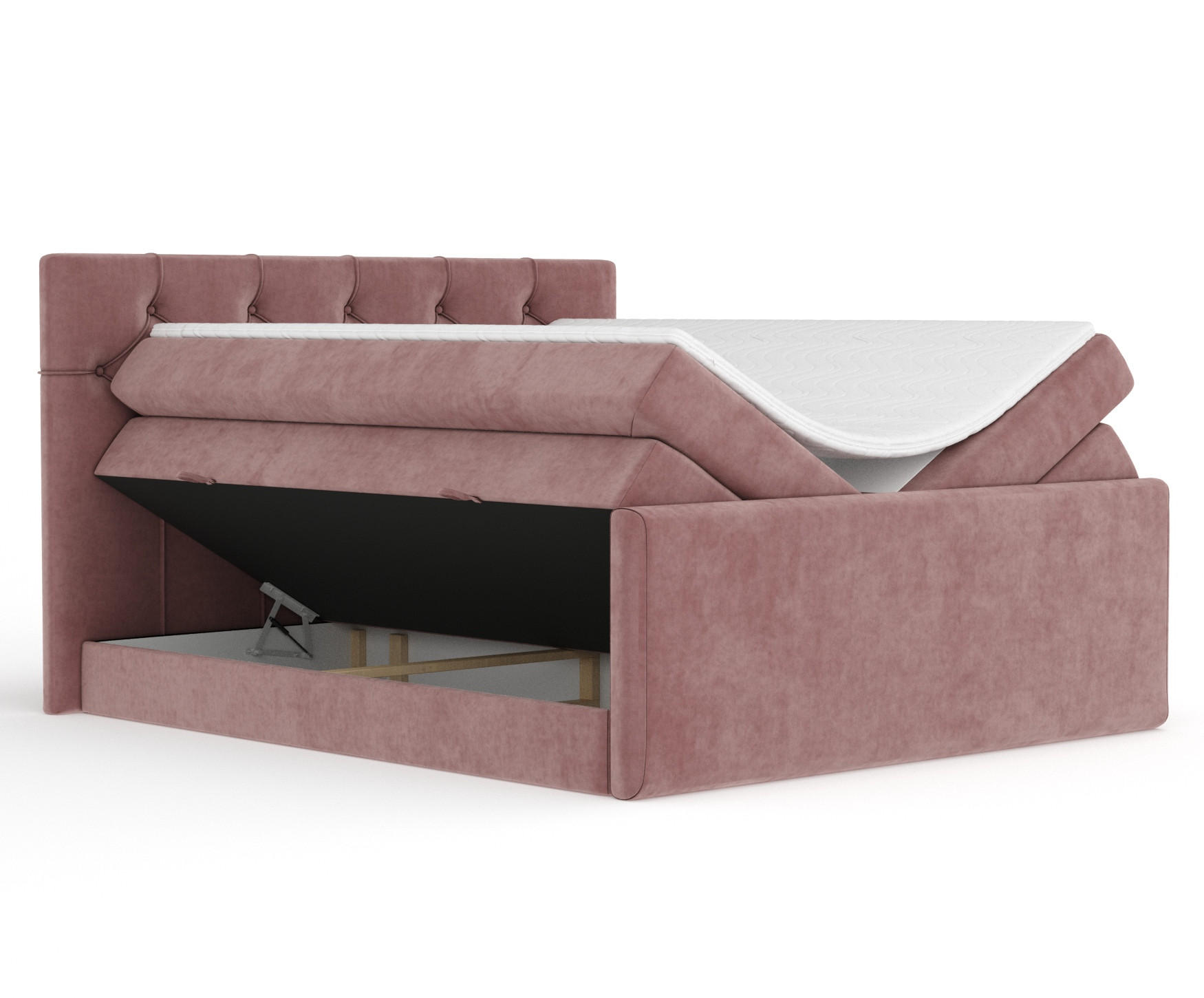 BOXSPRINGBETT Hugo Rosa 140/200 cm - Schwarz/Rosa, Holz/Holzwerkstoff (140/200cm) - Maison de Reve