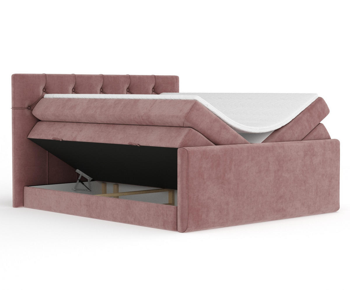 BOXSPRINGBETT Hugo Rosa 160/200 cm - Schwarz/Rosa, Holz/Holzwerkstoff (160/200cm) - Maison de Reve