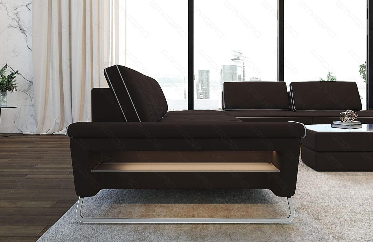 WOHNLANDSCHAFT RotelloU-Form Mokka Weiß Mikrofaserstoff - Weiß/Mokka, Kunststoff (457/329cm)