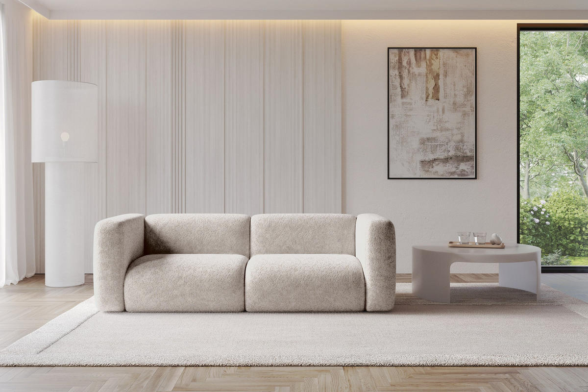 MODULARES Sofa 2-SITZER MIRA-S1 228x89x70 Hellgrau cm Velours - Hellgrau/Schwarz, Holzwerkstoff/Kunststoff (228/70/89cm) - ALTDECOR