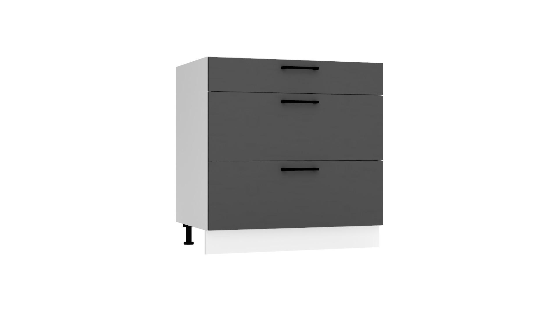 UNTERSCHRANK D80S3 - Morvex - 3 Schubladen für effiziente Organisation - Anthrazit, Holz/Metall (80/82/52.4cm) - ROYAL24_MARKT