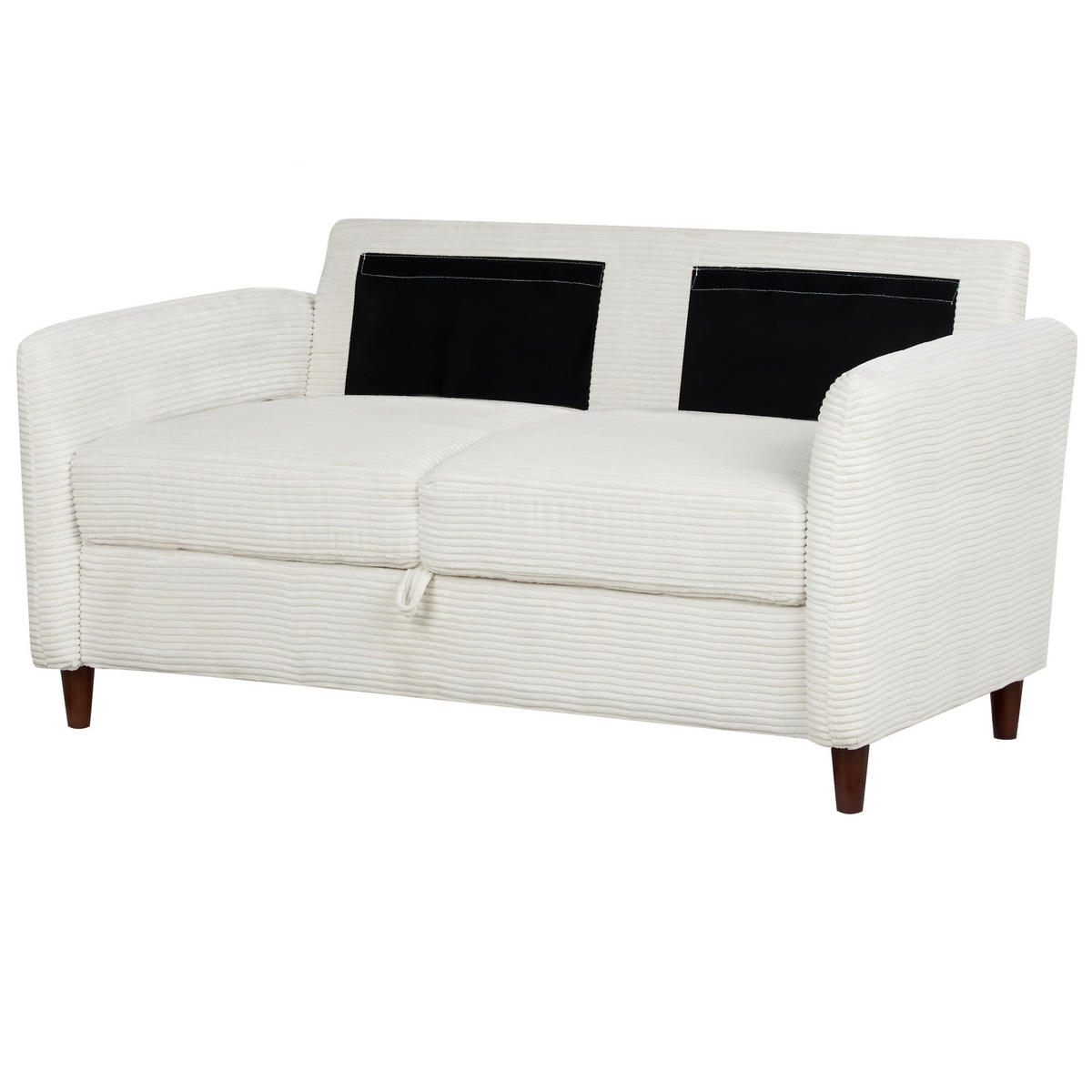 2-SITZER-SOFA Cord cremeweiß mit Stauraum Mare - Dunkelbraun/Weiß, Textil (143/88/77cm) - Beliani