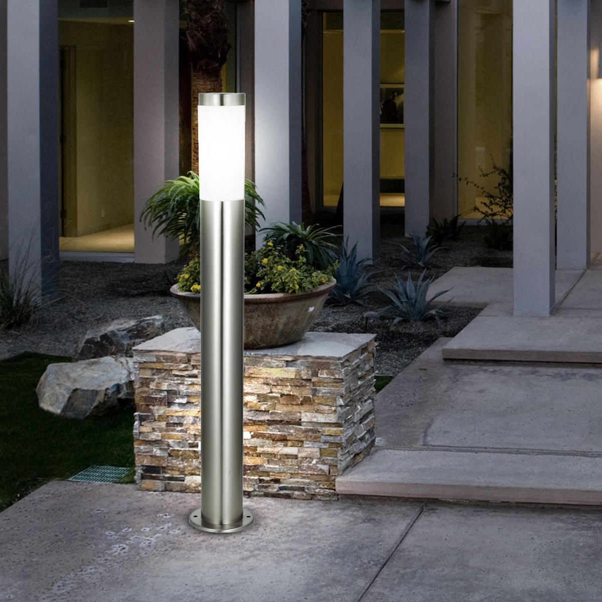 WEGELEUCHTE Edelstahl Silber 2er Set - Silberfarben, Kunststoff (12.7/12.7/110cm) - Globo Lighting