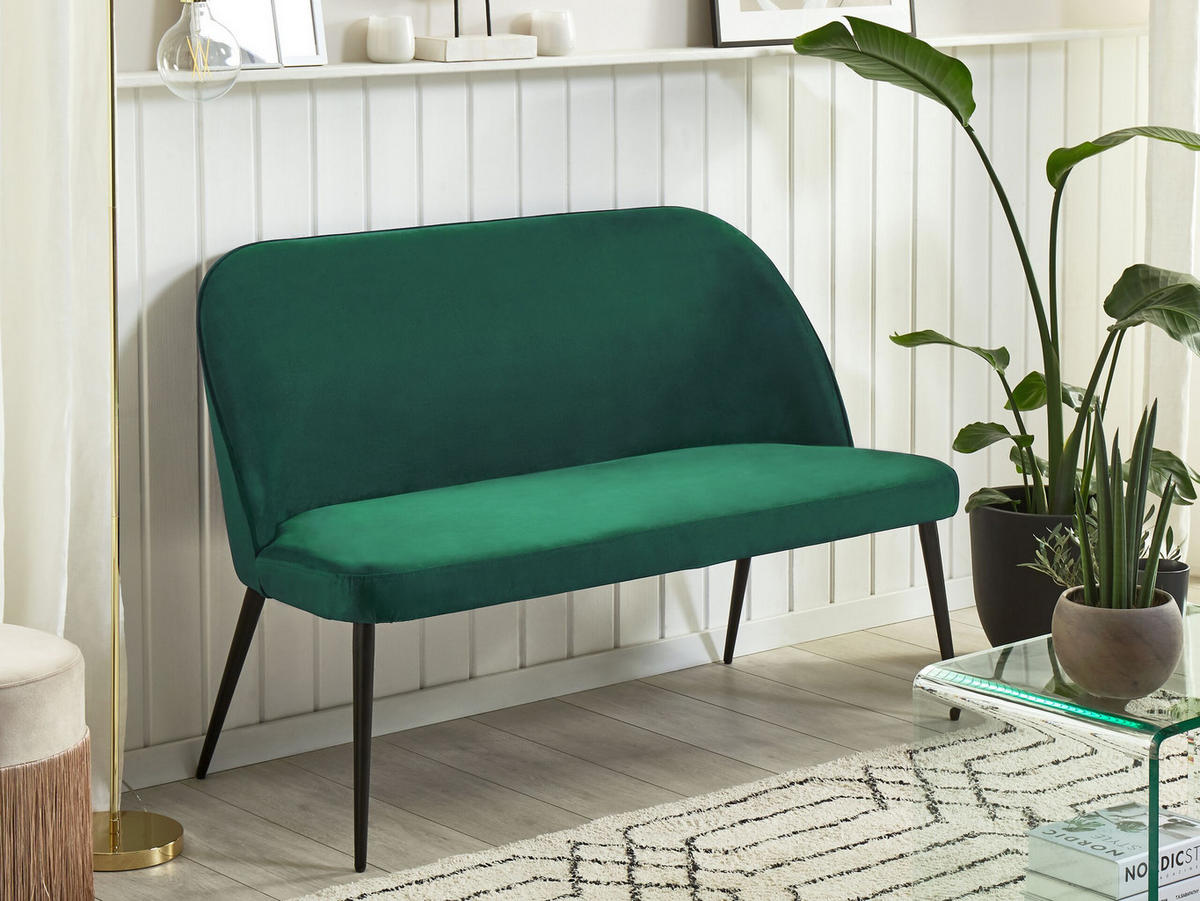 2-SITZER-KÜCHENSOFA Samtstoff Dunkelgrün Osby - Dunkelgrün, Textil (130/85/49cm) - Beliani