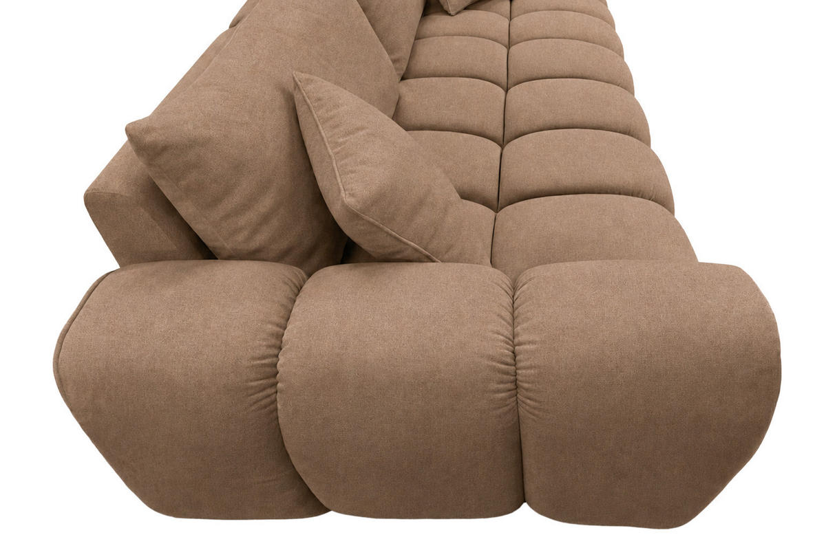 ROZKLÁDACÍ POHOVKA s úložným prostorem, velurová tkanina Bluvel, Latte, COSMOPOLITAN - světle hnědá, dřevo (240/97cm) - Kaiser Möbel
