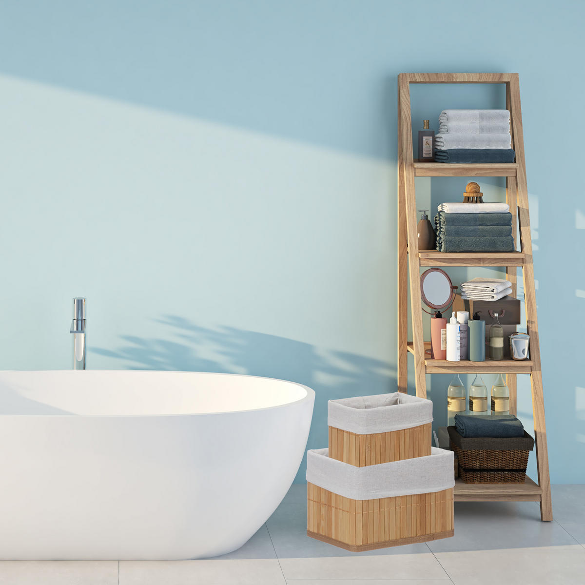 6XAUFBEWAHRUNGSKORB - Hellbraun, Holz/Textil (35/17/25cm) - Relaxdays