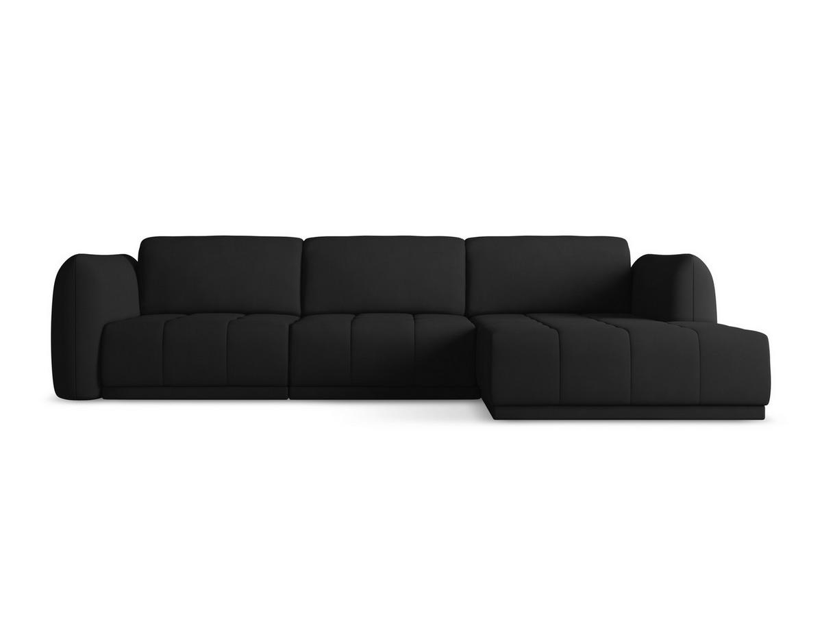 ECKSOFA Rechts Chenille Stoff Schwarz - Schwarz, Kunststoff/Textil (290/170cm) - Makamii