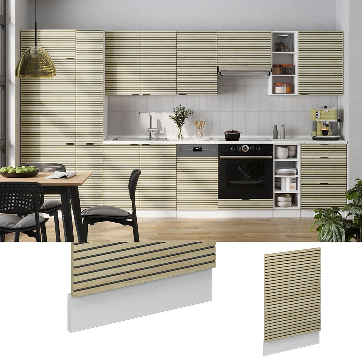 FRONTBLENDE Fame-Line Eiche Paneel 45 cm - Eichefarben/Weiß, Holzwerkstoff (45/67.4/1.6cm) - Vicco