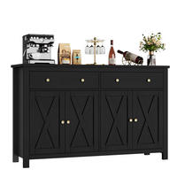 SIDEBOARD 140x89x40 cm Küchenschrank 2 Schubladen Schwarz - Schwarz, Holz (140/89/40cm) - Kaket