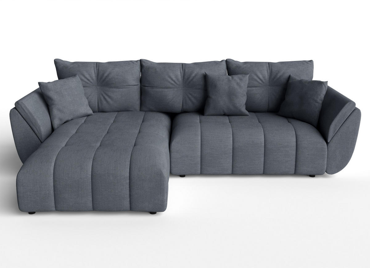 ECKSOFA L Form Verciani Grau 266/190/91 cm mit Schlaffunktion - Schwarz/Grau, Kunststoff/Textil (266/190cm) - AX Living
