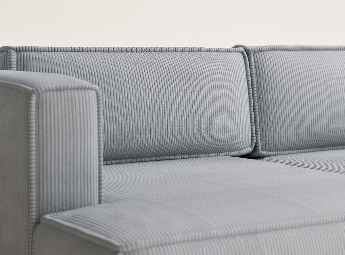 ECKSOFA MIT SCHLAFFUNKTION Velto Hellgrau Samtstoff - Hellgrau/Schwarz, Holz/Holzwerkstoff (152/250cm) - Maison de Reve