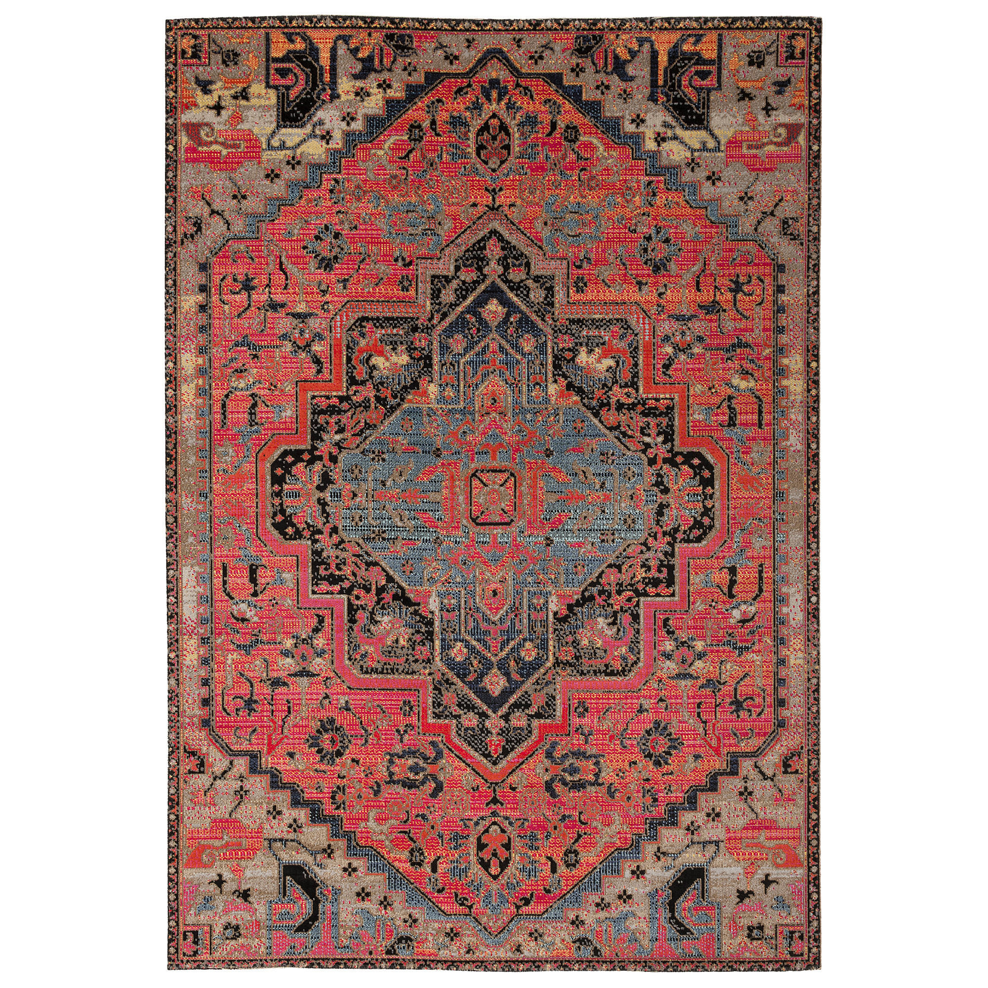 KURZFLOR DESIGNER TEPPICH MODERN VINTAGE ORIENT MUSTER - Pink/Rot, Textil (120/170cm) - Pergamon