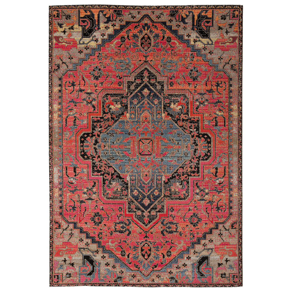 KURZFLOR DESIGNER TEPPICH MODERN VINTAGE ORIENT MUSTER - Pink/Rot, Textil (140/200cm) - Pergamon