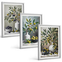 BILDER SET 3er Set - 40x60 cm Silberner Rahmen - Keramik olivgrau - Silberfarben, Kunststoff (40/60cm) - TULUP