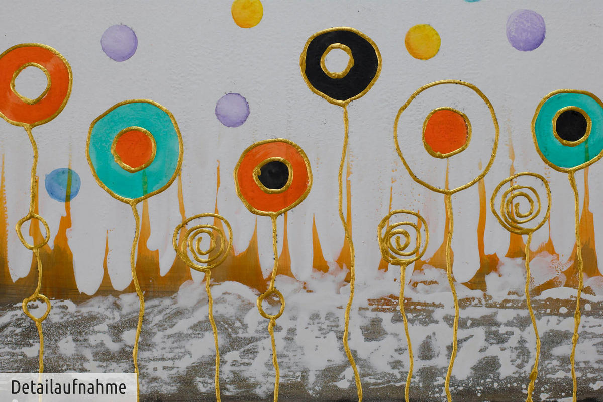 ACRYLBILD HANDGEMALT 120/40 cm - Goldfarben/Multicolor, Holz/Textil (1.5/40cm) - KUNSTLOFT