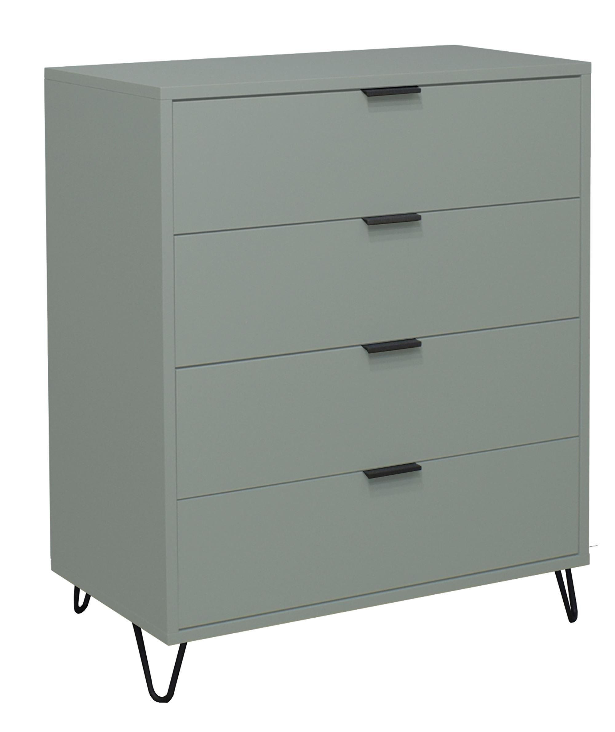 KOMMODE Erna 81x45x102 Pinie Green matt Lack - Grün, Holzwerkstoff (81/102/45cm) - 58aufmkessel