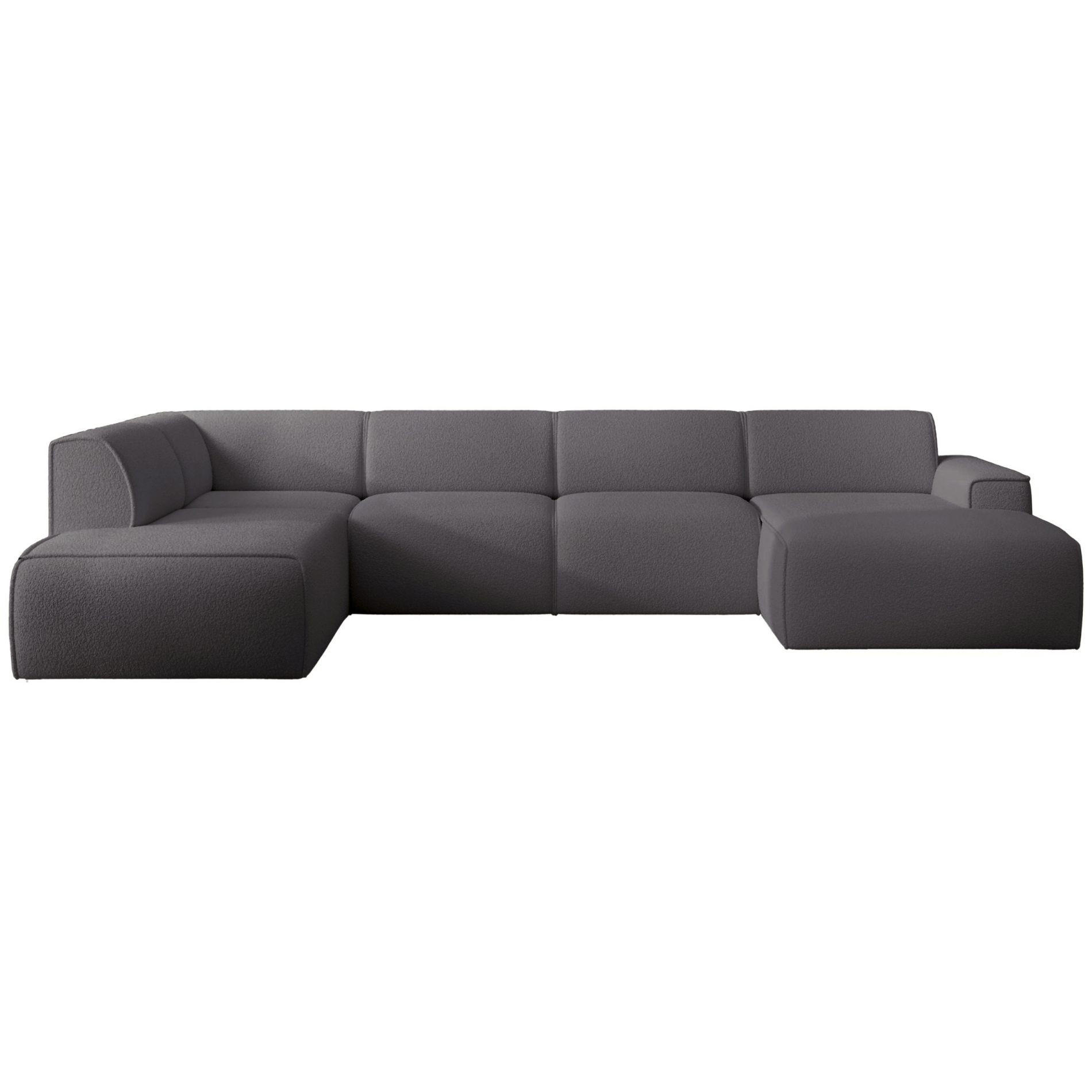 WOHNLANDSCHAFT Bouvi Dunkelgrau links - Dunkelgrau/Schwarz, Kunststoff/Textil (378/220cm) - Selsey