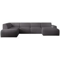 WOHNLANDSCHAFT Bouvi Dunkelgrau links - Dunkelgrau/Schwarz, Kunststoff/Textil (378/220cm) - Selsey