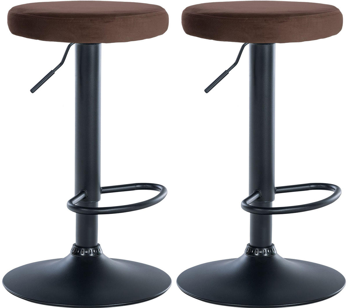 BARHOCKER 2er Set Samt braun - Braun, Textil/Metall (38.5/60/38.5cm) - CLP