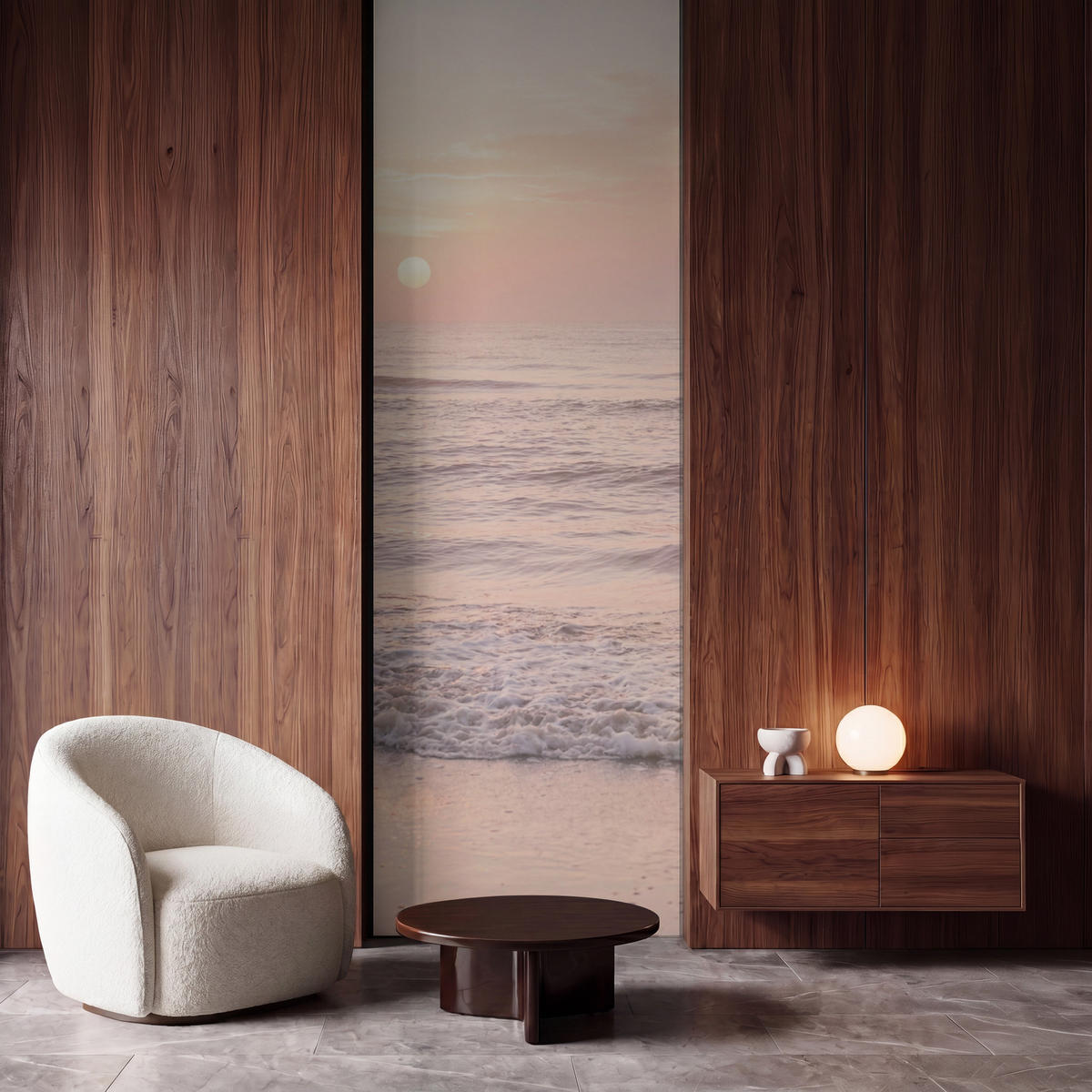 TAPETE - Sonne - Strand - Rosa - 100x280 cm - Hellrosa, Papier (100/280cm) - OnlyWow