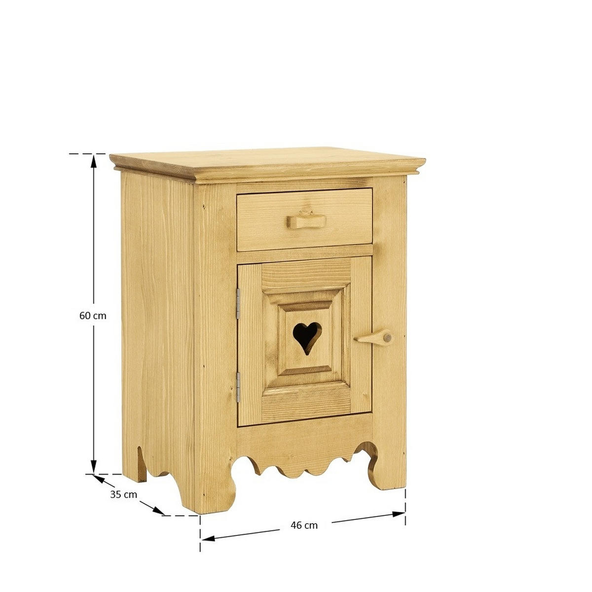 NACHTTISCH aus Massivholz MEXICANA Scharnier Links - Honig, Holz (46/60/35cm) - Seart