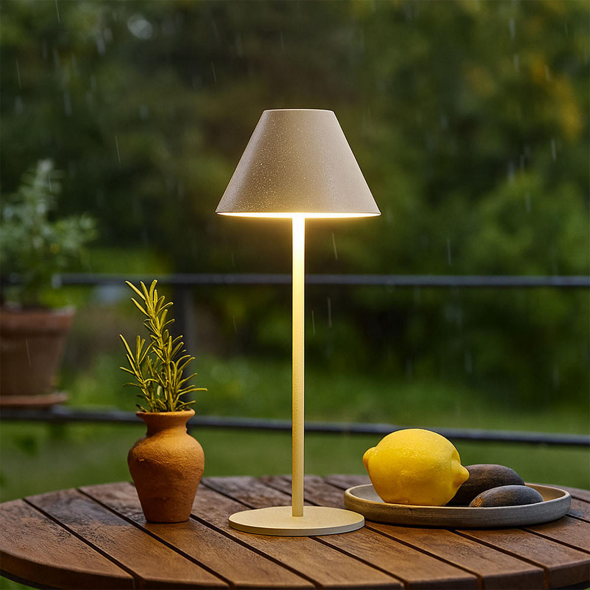 LED TISCHLEUCHTE Sand Aluminium - Bernsteinfarben, Metall (14/14/36cm)