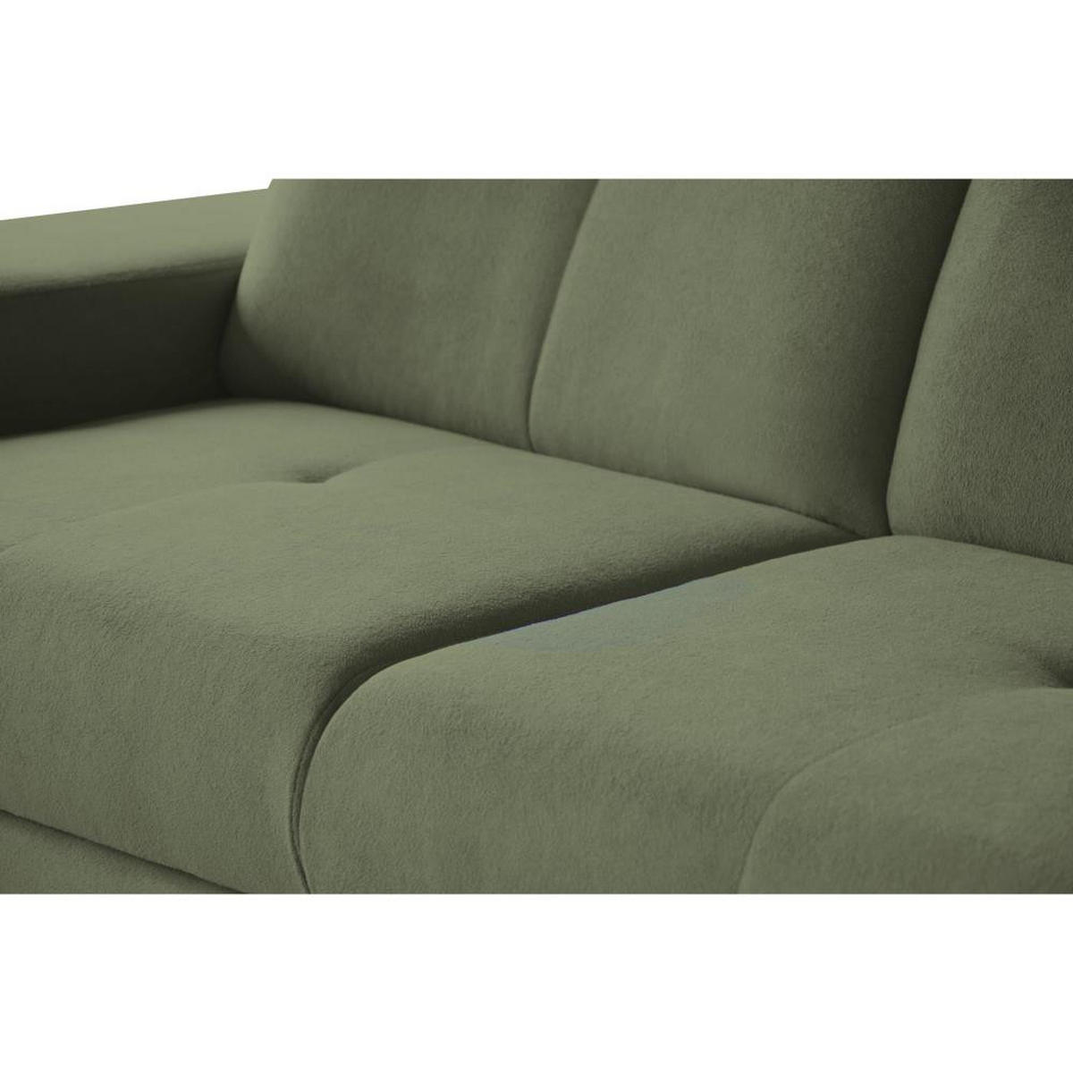 ECKSCHLAFSOFA Leon L Grün - Schwarz/Grün, Kunststoff/Textil (255/120cm) - Beautysofa