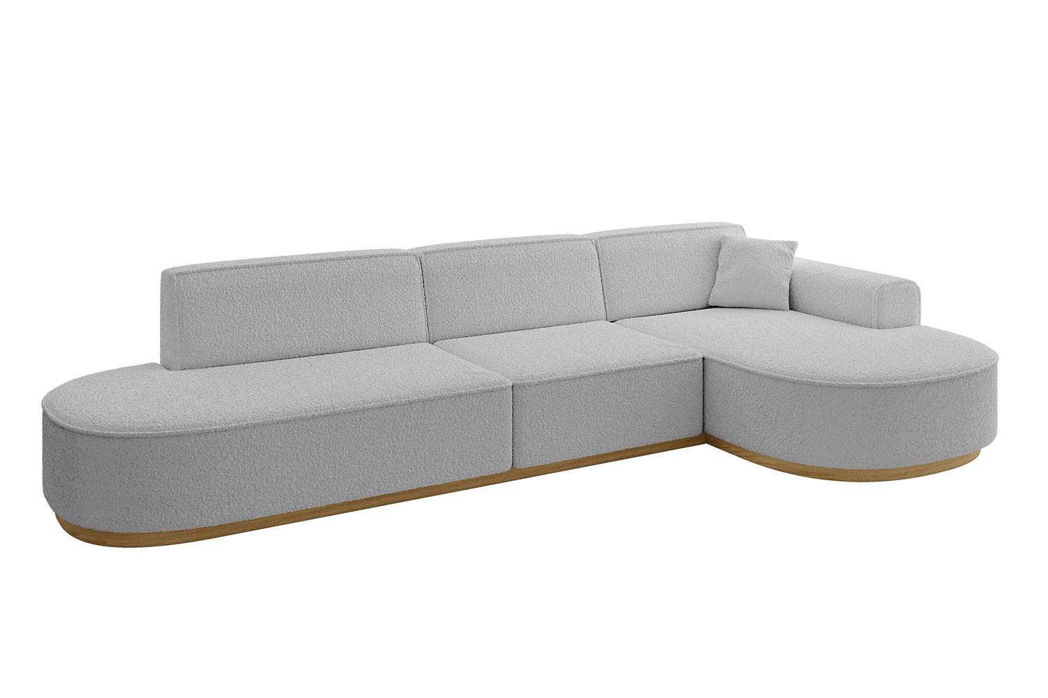 ECKSOFA Ottomane Rechts MARI-L2-v2 - 328x171x83 cm Hellgrau Bouclé - Hellgrau, Holzwerkstoff/Textil (171/328cm) - ALTDECOR