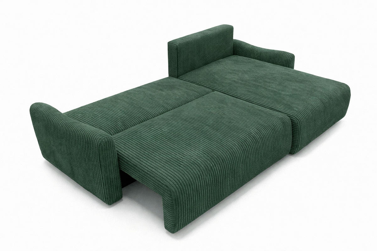 ECKSOFA Mit Schlaffunktion, Cordstoff Poso, Grün, Rechts, JAPANDI - Grün, Holz (262/145cm) - Kaiser Möbel