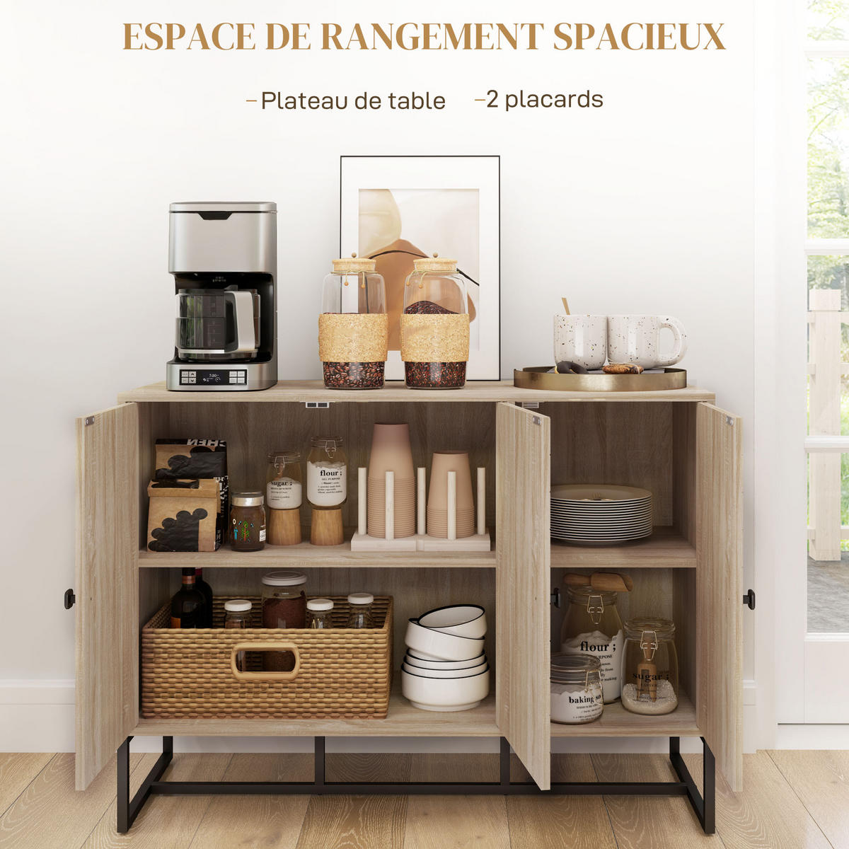 SIDEBOARD Eiche-Optik, 2 Türen, 108/40/80 cm - Eichefarben, Holz (108/80/40cm) - PANGIVO