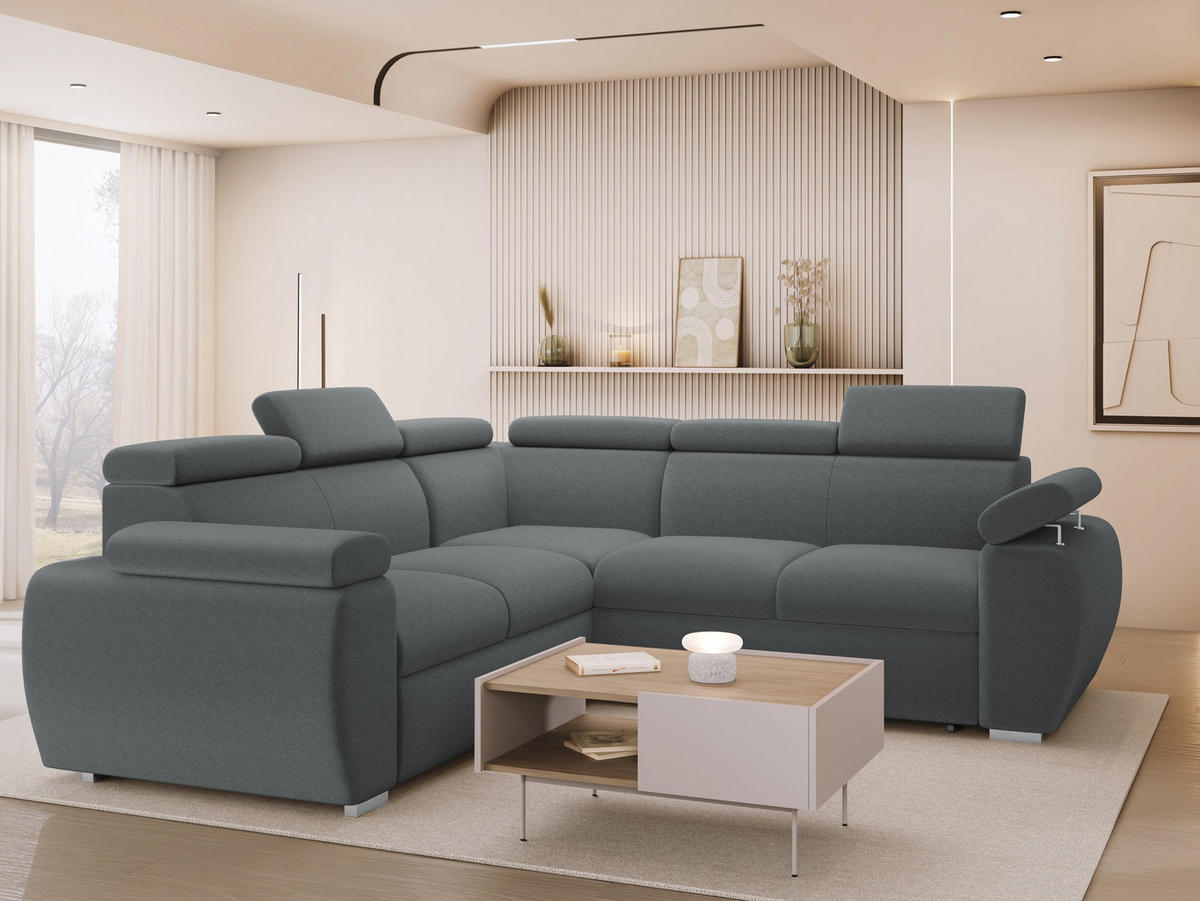 ECKSOFA Boston Maxi - Chromfarben/Grau, Holz/Textil (260/260cm) - MIRJAN24