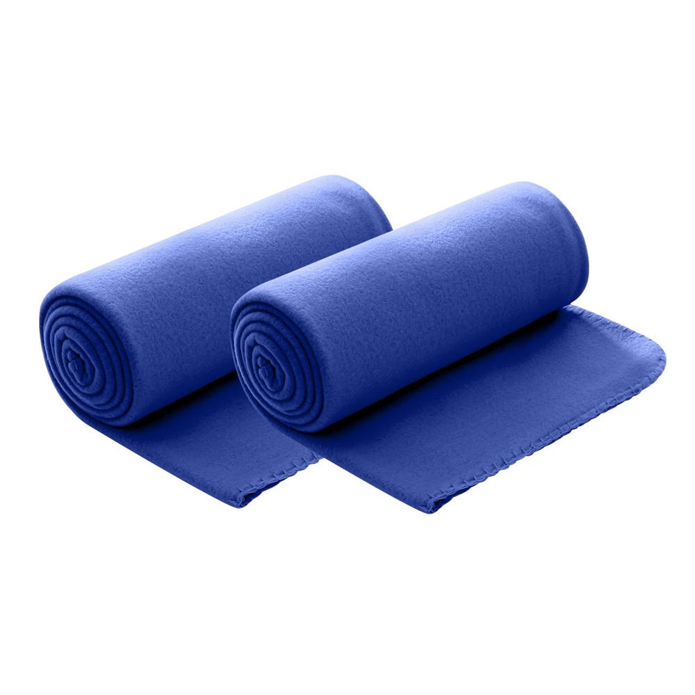 FLEECEDECKE 2er Set dunkelblau 130/160 cm Kettelrand Anti-Pilling - Dunkelblau, Textil (130/160cm) - wometo