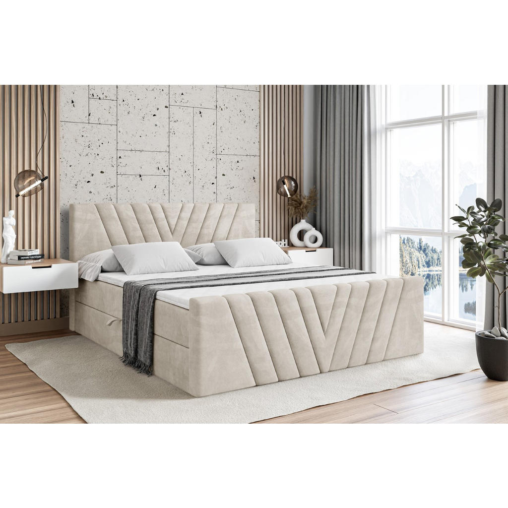Thumbnail - Altdecor Boxbett, Ecru, Holzwerkstoff, Höhe ca. 20 cm, 200x200 cm, Schlafzimmer, Betten, Boxspringbetten