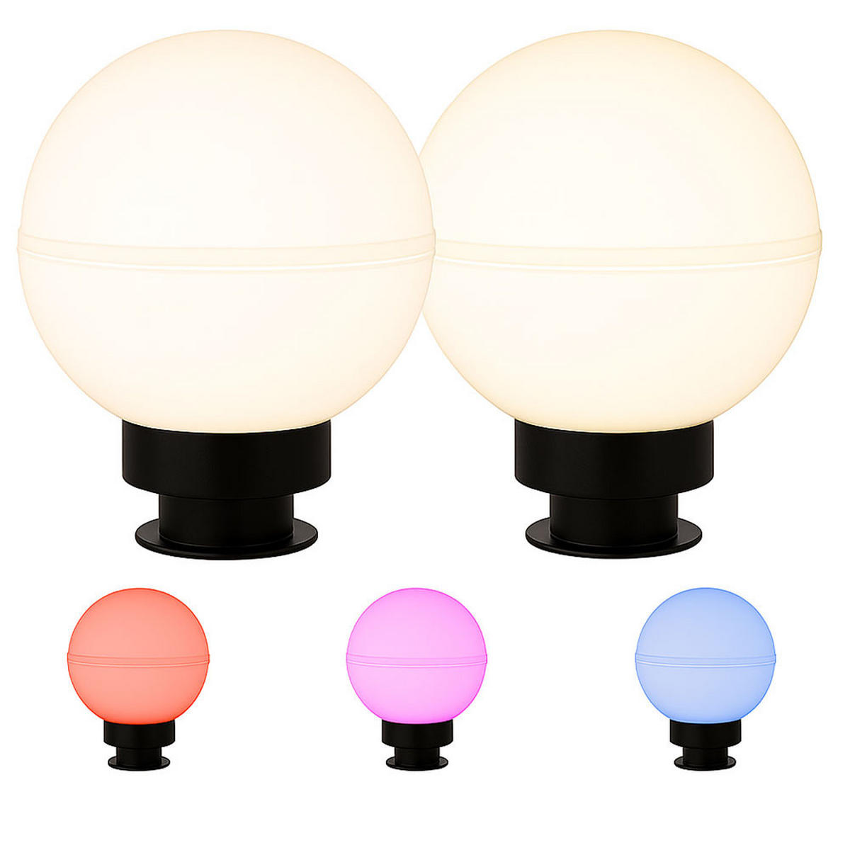 LED AUSSENLEUCHTE Weiß Smart opal 2er Set - Weiß, Kunststoff (20/20/51cm)