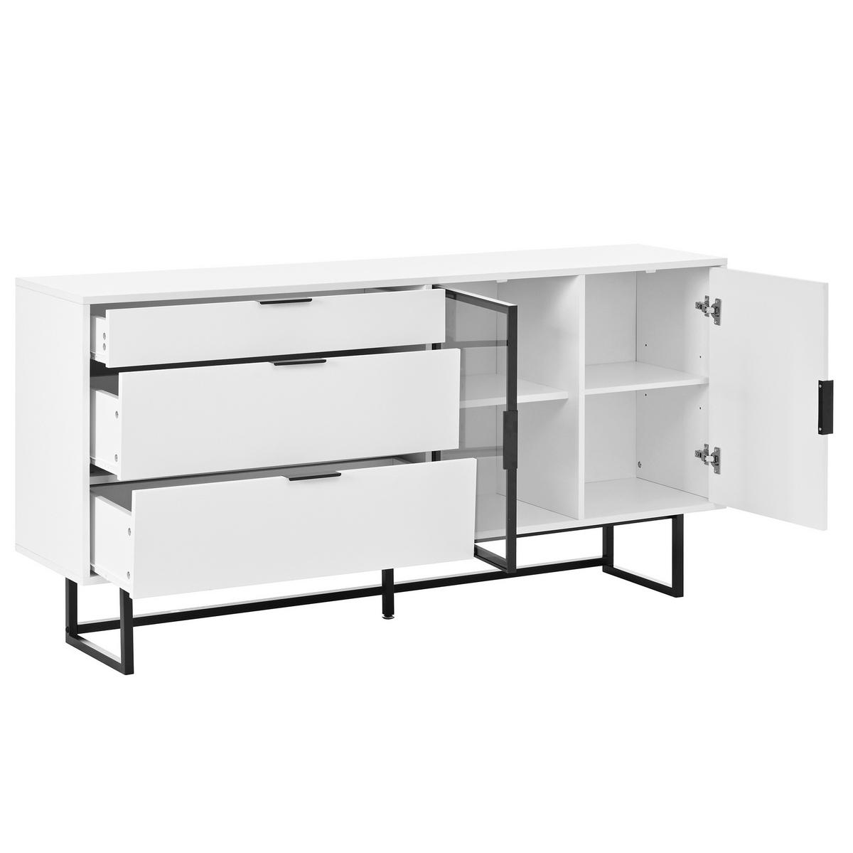 SIDEBOARD 160/36/78 cm Weiß aus MDF mit LED-Beleuchtung - Weiß, Holzwerkstoff (36/78/160cm) - OKMYHOME
