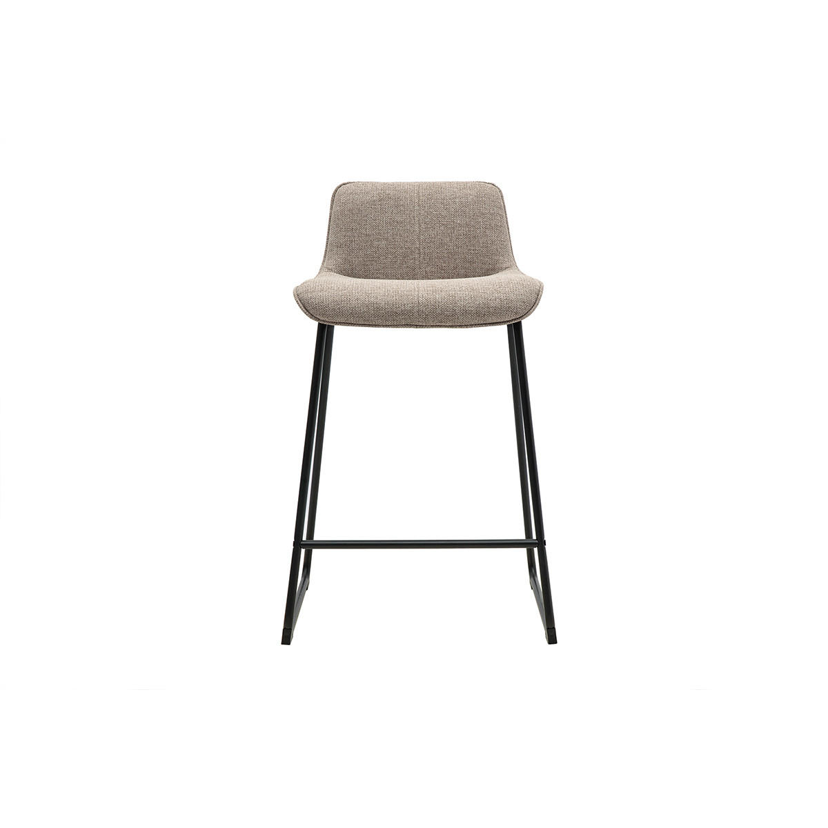 BARHOCKER aus taupefarbenem Stoff und schwarzem Metall H65 cm (2er Set) BOOST - Taupe, Textil (45/82.5/49.5cm) - Miliboo