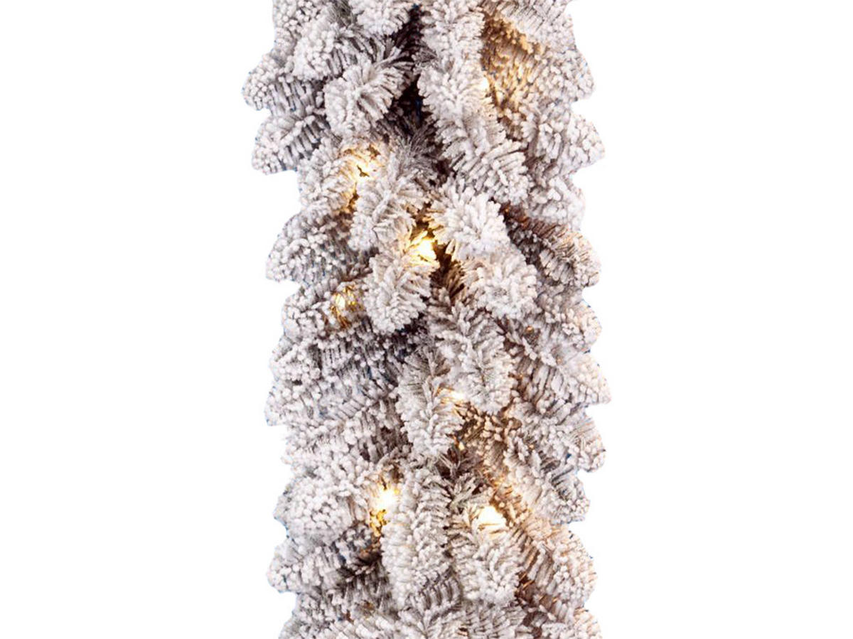 WEIHNACHTSGIRLANDE LED DELUXE VIOLA, 270 cm, schneebedeckt, 2D, 70 warmweiße LED, Netzbetrieb, mit Drahtenden - Weiß, Kunststoff (270cm) - LAALU