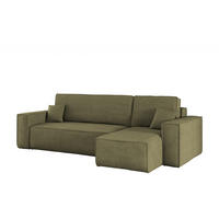 ECKSOFA Mit Schlaffunktion Und Bettkasten BEST Stoff Poso Dicker Cord Olive Rechts - Olivgrün, Holz/Textil (244/142cm) - Kaiser Möbel