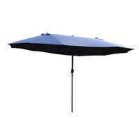 DOPPEL-SONNENSCHIRM aus Stahl 455x265x238 cm in Blau mit Handkurbel - Blau, Metall (265/455cm) - Modfu
