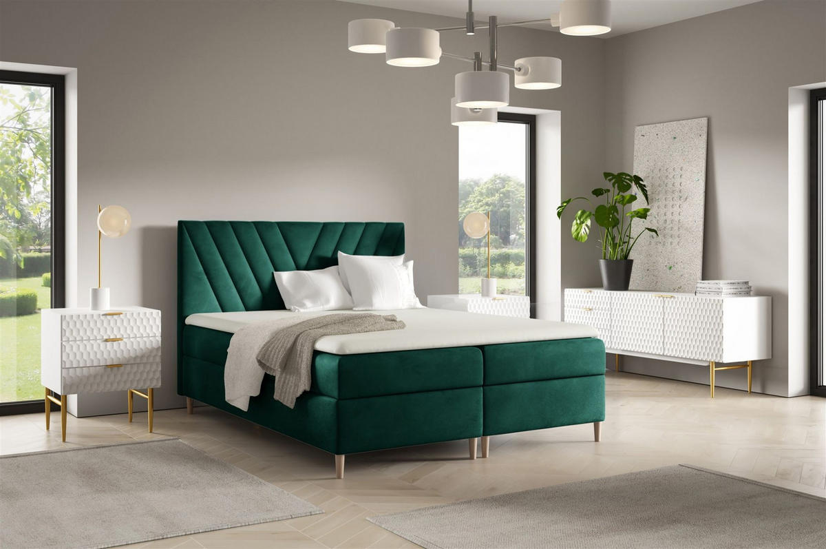 BOXBETT Espen Premium überlänge - Grün, Holzwerkstoff/Textil (120/220cm) - Fun Möbel
