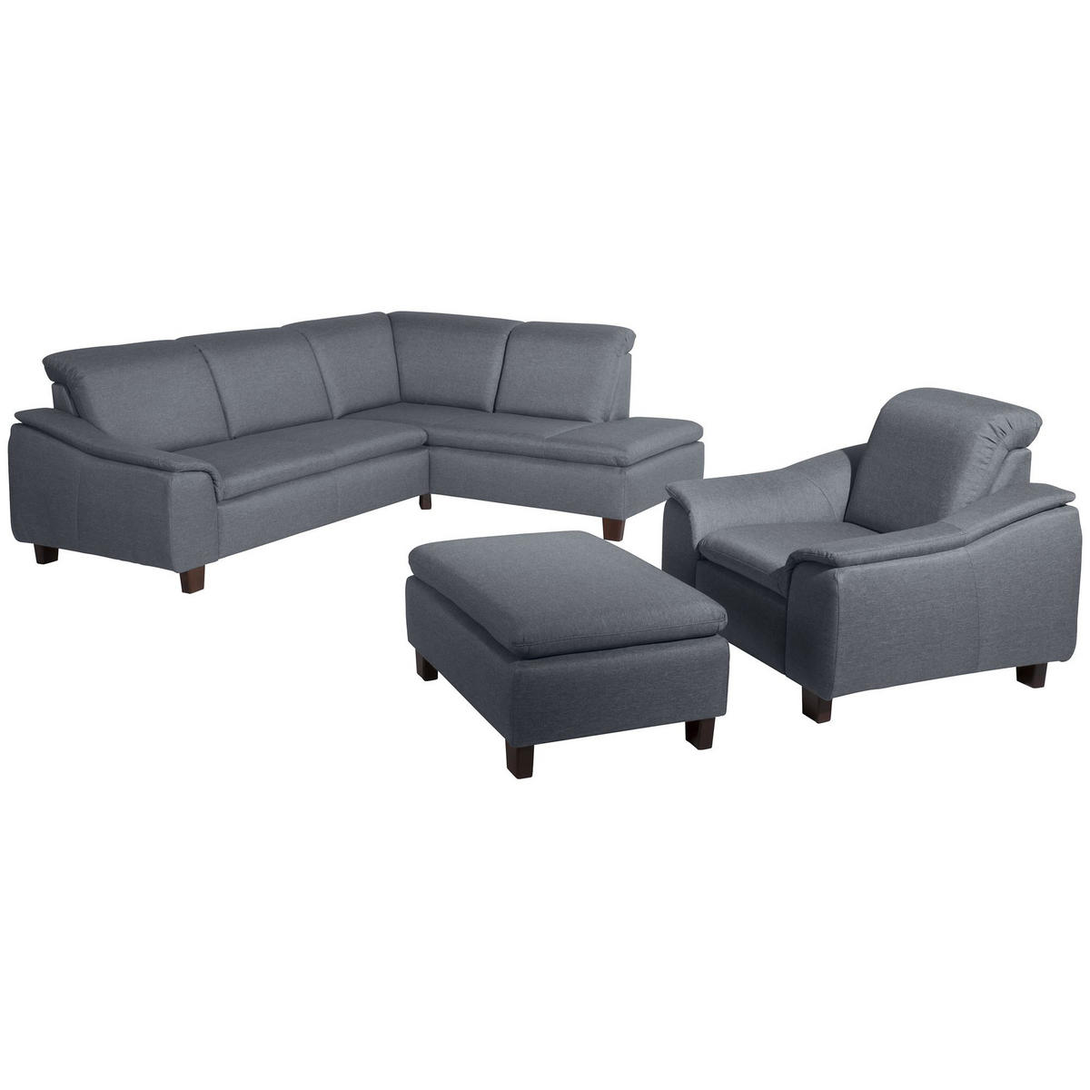 ECKSOFA mit Ottomane rechts Kaylil Flachgewebe denim - Flieder, Kunststoff (187/247cm) - 58aufmkessel