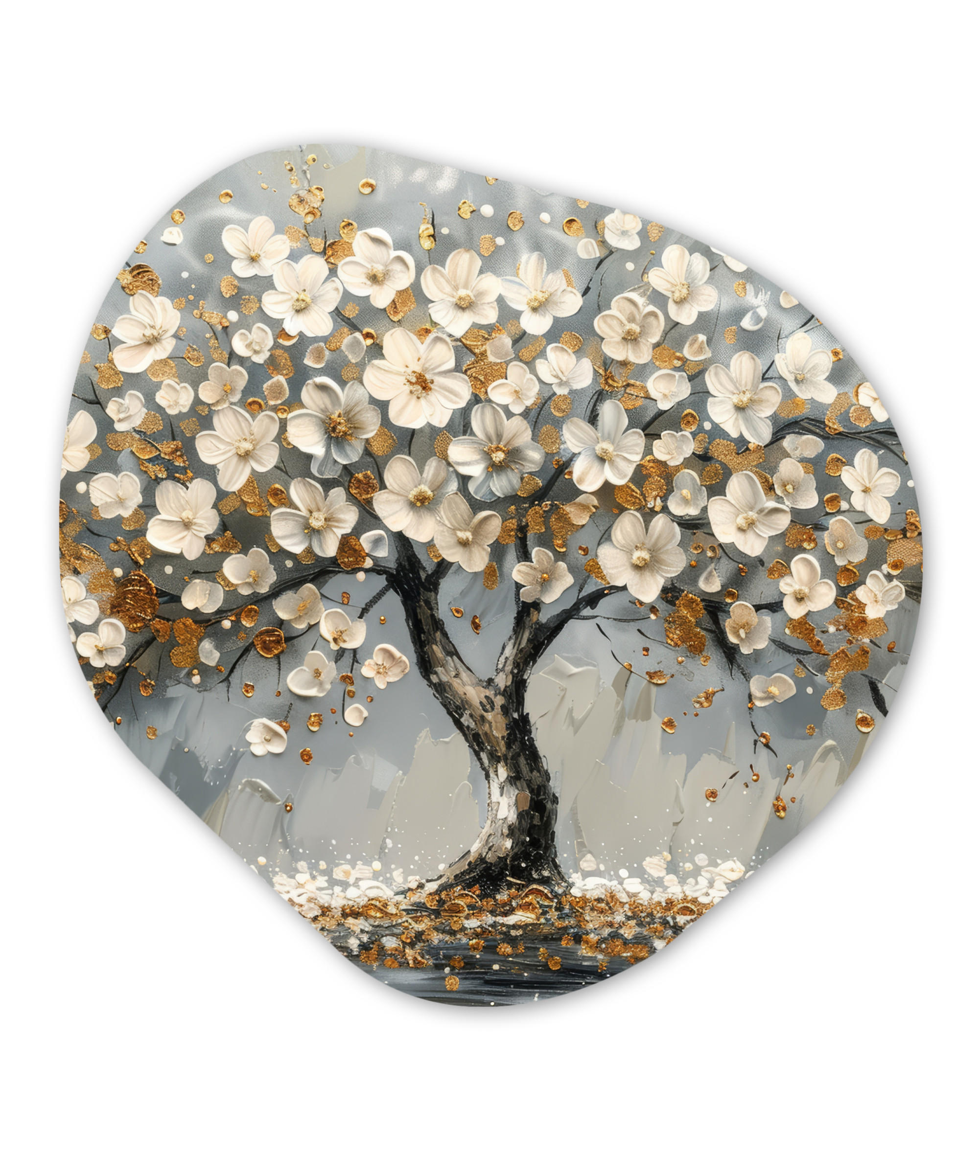 WANDBILD Baum - Gold - Blumen - Abstrakt - Kunst Wandbild 60x60 cm - Goldfarben, Kunststoff (60/60cm) - MuchoWow